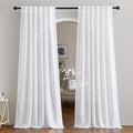 NICETOWN White Linen Sheer Curtains 90" Length, Rod Pocket & Back Tab Window by NICETOWN