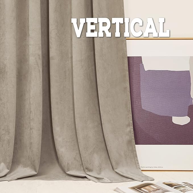 RYB HOME Camel Beige Velvet Curtains 102 inches - Image 6