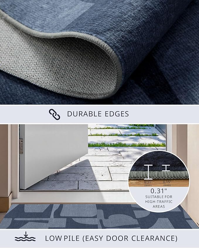 Latte&Fog 3x5 Entryway Rug Indoor, Modern Abstract Washable Area Rug, Boho Non - Image 4