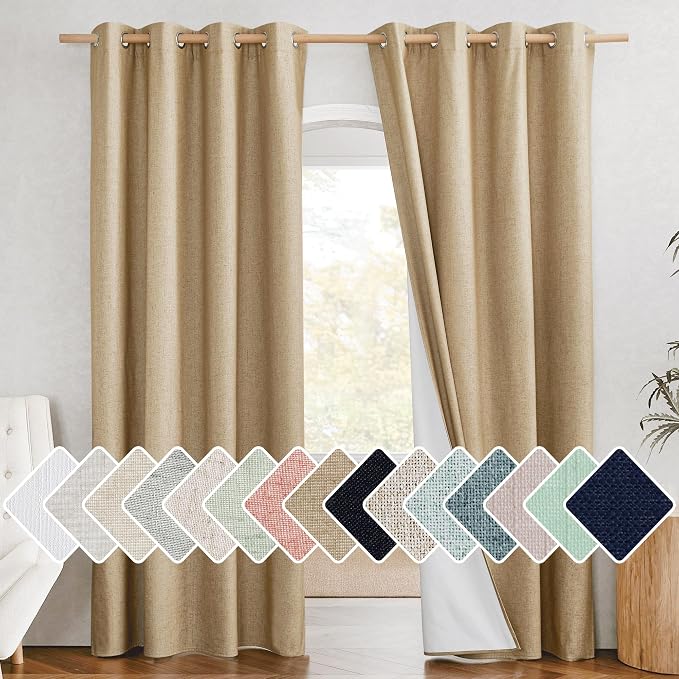 NICETOWN 100% Absolutely Blackout Linen Curtains by NICETOWN