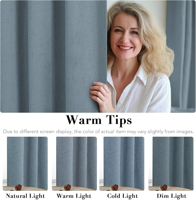H.VERSAILTEX Linen Blackout Curtains 84 Inches Long 100% Blackout Thermal - Image 5