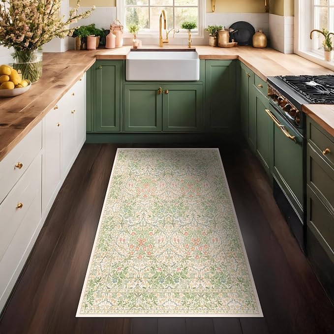 Washable Neutral Floral Living Room Rug, 3x5 Area Rugs - Image 5