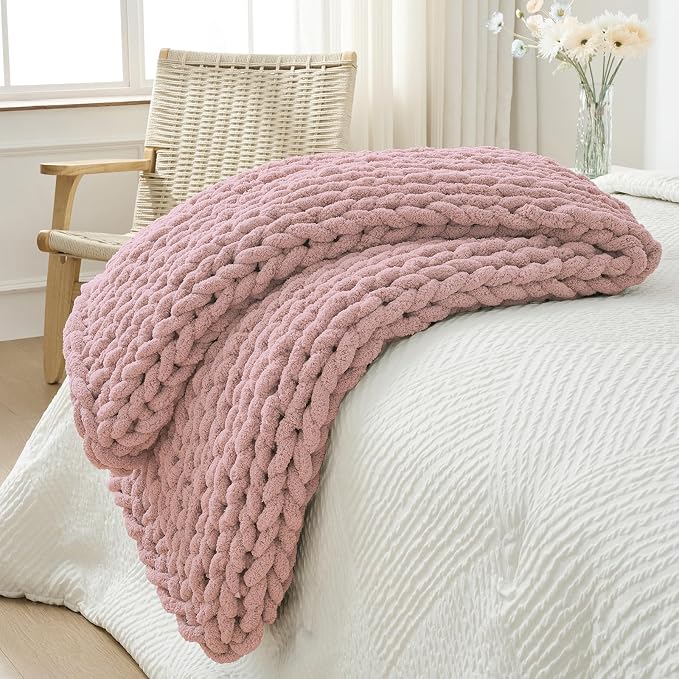 Bigacogo Chunky Knit Throw Blanket by Bigacogo