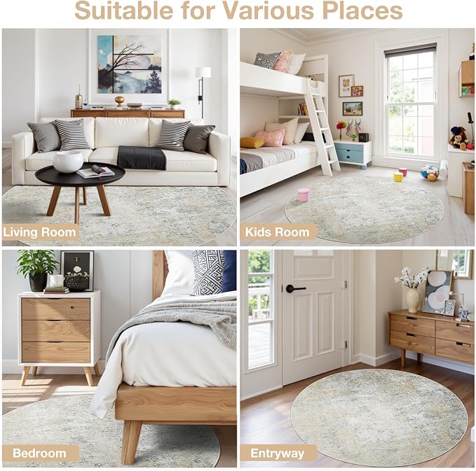 Round Rug 5ft Circle Rug Washable: Carpet Small Circular Area Rug - Image 7
