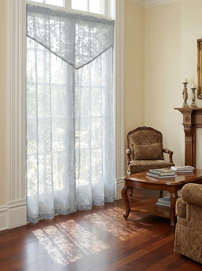 Molaxhome Swag Curtain 51 inch Length Rod Pocket Scalloped Curtain Valance - Image 3