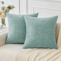 MIULEE Pack of 2 Couch Throw Pillow Covers 16x16 Inch Soft Aqua Green Chenille by MIULEE