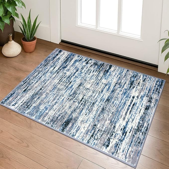 Lansny Modern Abstract Entryway Rug Indoor 2x3 Washable Rug Non-Slip Soft Small by lansny