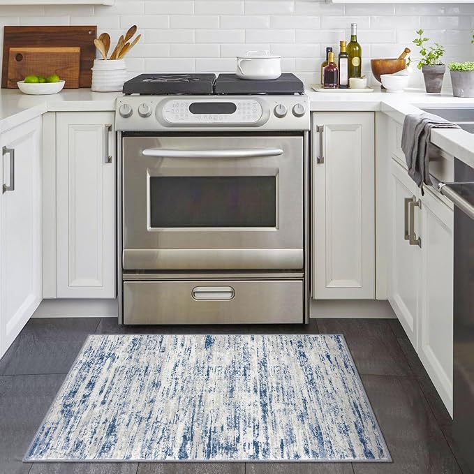 Lansny Modern Abstract Entryway Rug Indoor 2x3 Washable Rug Non-Slip Soft Small - Image 2