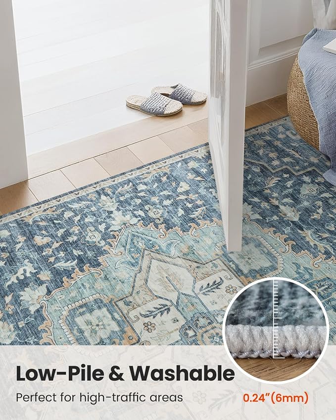 AMADA HOMEFURNISHING 2x4 Washable Area Rug, Low-Profile Entryway Rug - Image 8
