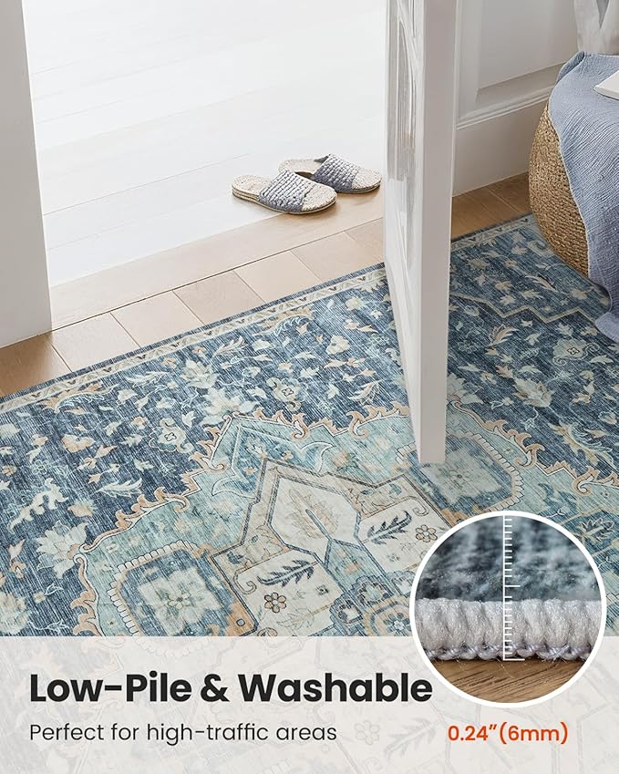 AMADA HOMEFURNISHING 8x10 Washable Area Rug, Low-Profile Large Area Rug - Image 7