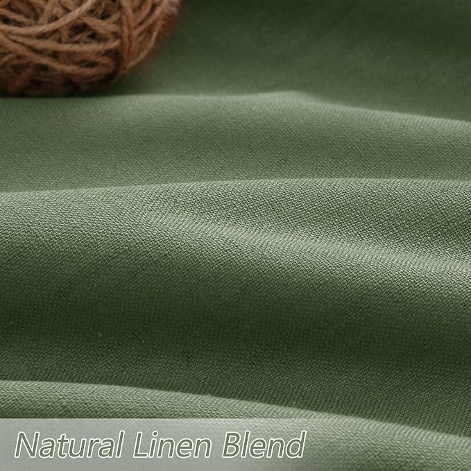 Guken Olive Green 100% Blackout Curtains 108 Inch Length 2 Panels Set - Image 3