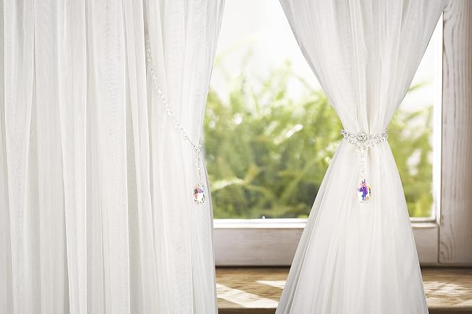 SUQ I OME 2 Pack of Luxury Crystal Beaded Magnetic Curtain Tieback and Holdback - Image 3