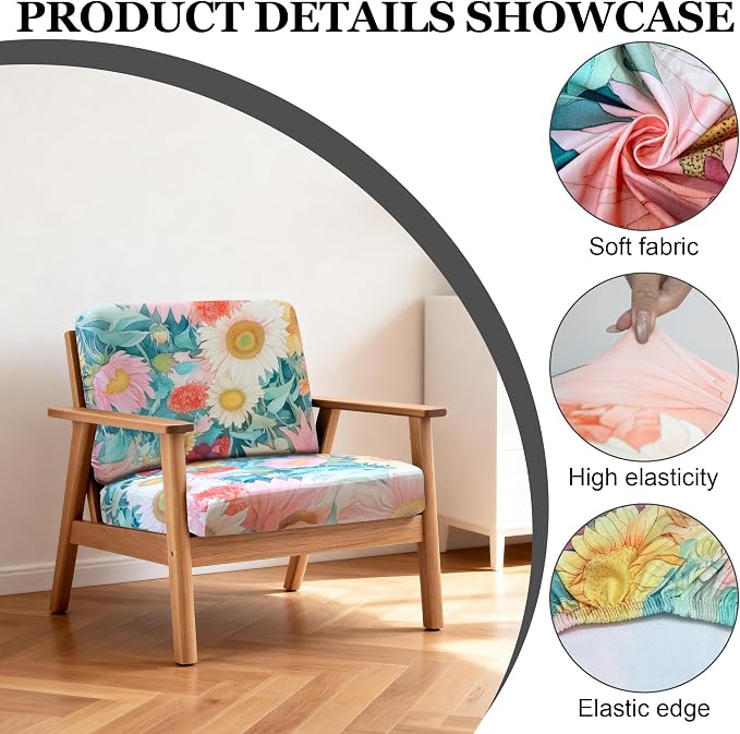 4Pcs Patio Stretch Cushion Covers, Outdoor Sofa Replacement Cover Slipcovers - Image 3