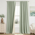 RYB HOME 100% Blackout Sage Green Linen Curtains, Light & Heat Blocking Thermal by RYBHOME