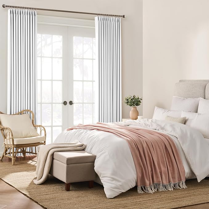 White Curtains 90 Inches Long 2 Panels Aesthetic Pinch Pleated Drapes - Image 4