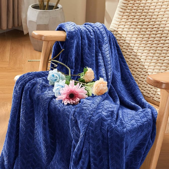 inhand Royal Blue Throw Blanket, Super Soft Fuzzy Blanket - Image 2