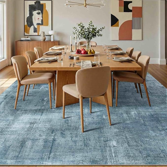 Latte&Fog 10x14 Area Rug for Living Room, Extra Large Blue Modern Abstract - Image 3