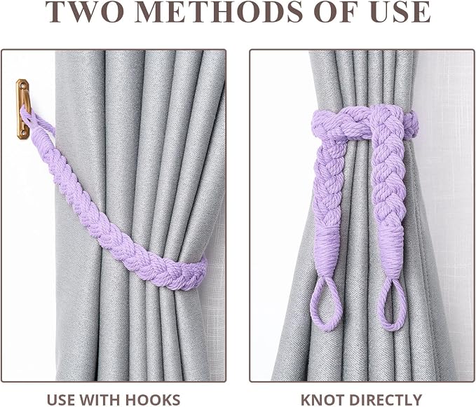 NICEEC 2 Pack Natural Cotton Rope Curtain Tiebacks Elegant Boho Style - Image 5