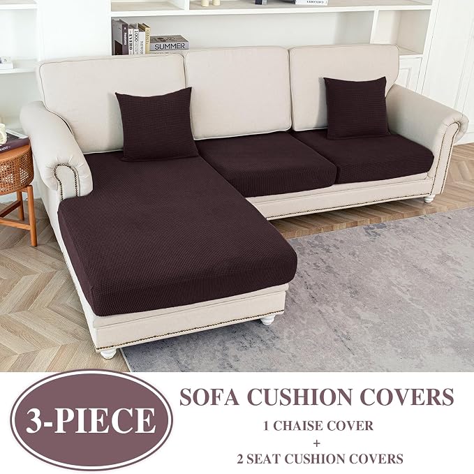 Couch Cushion Covers for Sectional Sofa L Shape Washable Separate Seat Chaise - Image 2