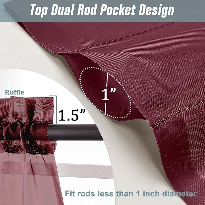 Extra Wide Sheer Curtains 84 Inches Long 2 Panels, Soft Airy Transparent Light - Image 3