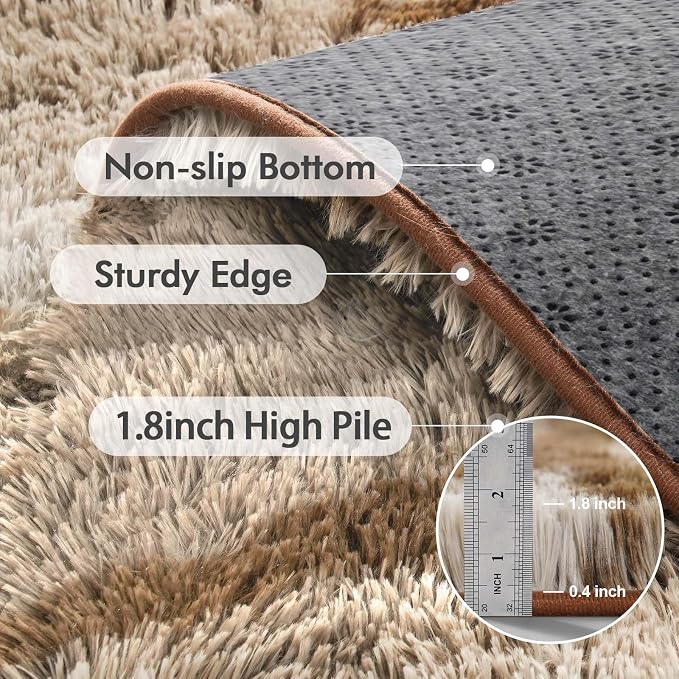 4x6 Ft Shag Area Rug for Bedroom Living Room, Tie-Dyed Ultra Soft Fluffy Furry - Image 5