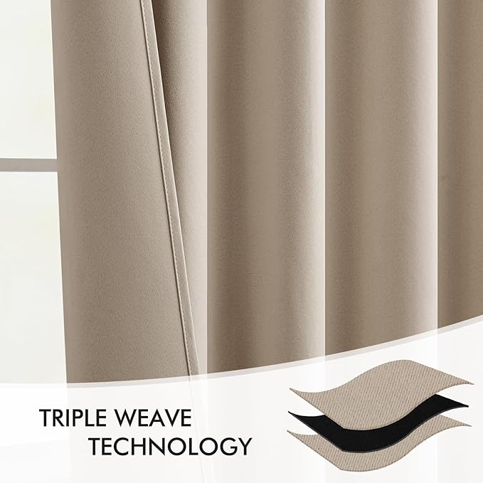 MIULEE Taupe Back Tab Blackout Curtains 84 Inch Length 2 Panels Set - Image 7