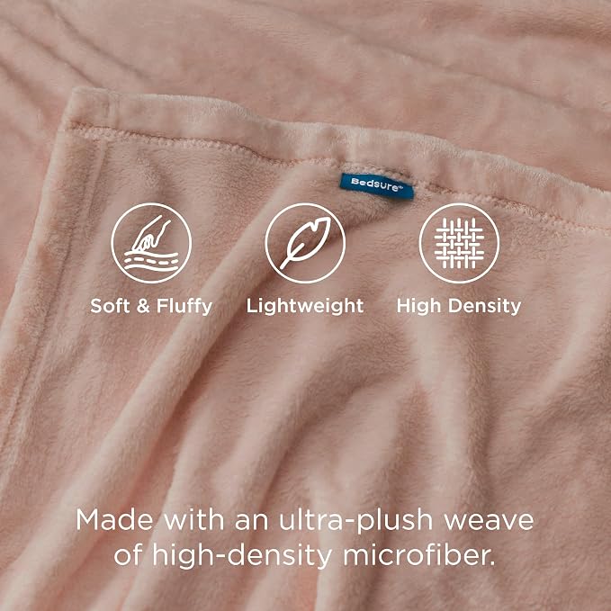 Bedsure GentleSoft Fleece Blankets King Size Dusty Pink - Image 3