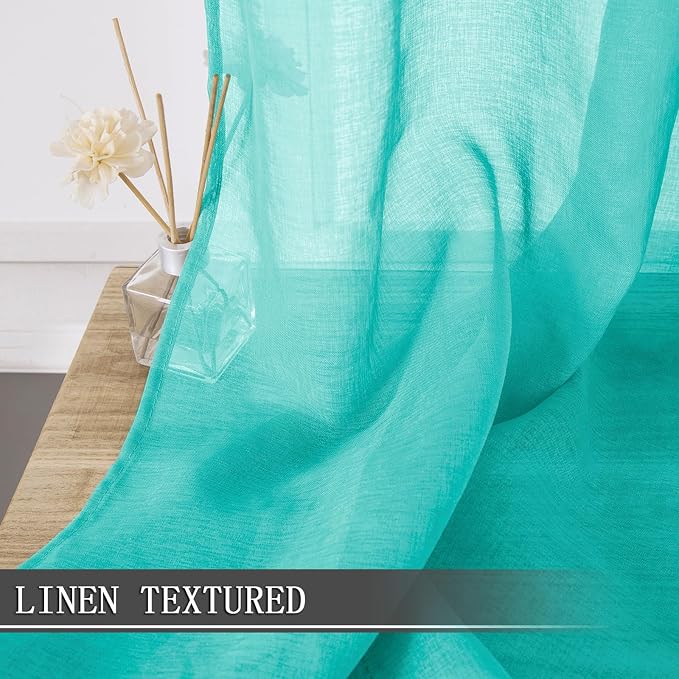 Tollpiz Sheer Curtains Living Room Linen Textured Curtain Sheers Light - Image 2