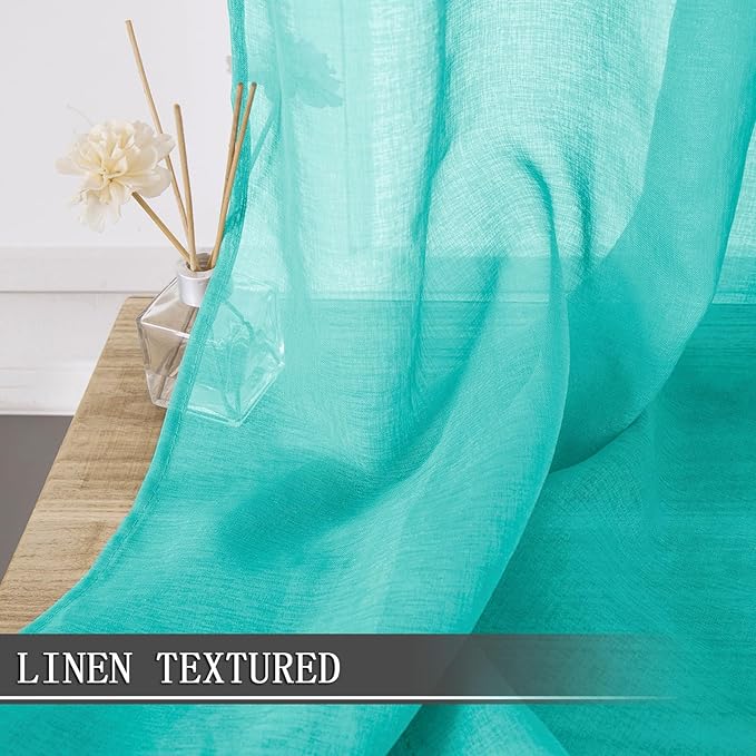 Tollpiz Sheer Curtains Bedroom Linen Textured Curtain Sheers Light Filtering - Image 2