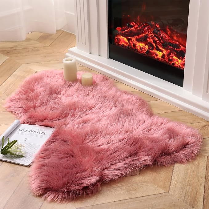 Ashler Faux Fur Rug, Fluffy Shaggy Area Rug Ultra Soft 2.3 x 3.3 Feet Sheepskin by AshlerHomeDeco