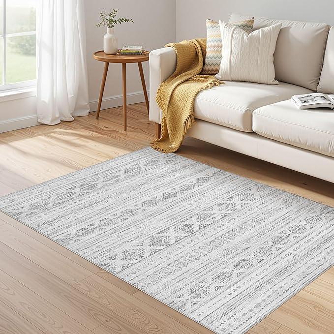 Nakagishi 4x6 Area Rugs Living Room: Washable Boho Large Neutral Soft Farmhouse - Image 6