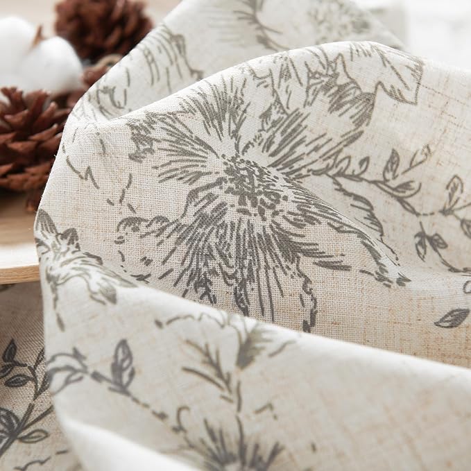 jinchan Linen Blend Curtain Floral Curtains - Image 9