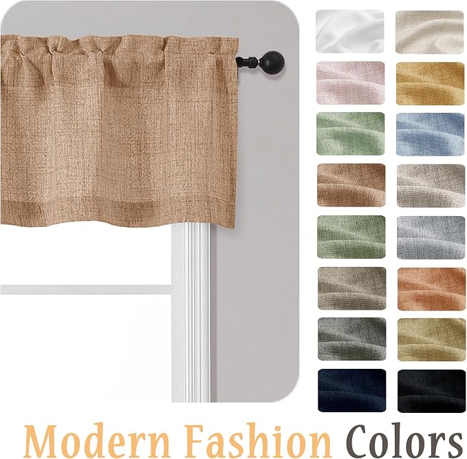 OWENIE Terracotta Valances for Windows 1 Pcs, Light Filtering Textured - Image 8