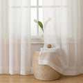 Simplebrand Natural Linen Textured Sheer Curtains 84 inches Length 2 Panels Set by Simplebrand