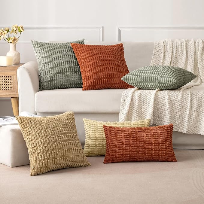 MIULEE Pack of 2 Corduroy Decorative Throw Pillow Covers 16x16 Inch Soft Boho - Image 5