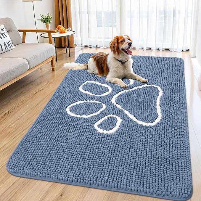 Smiry Dog Door Mat for Muddy Paws, Absorbent Dirt Trapper Non Slip Quick Dry by Smiry