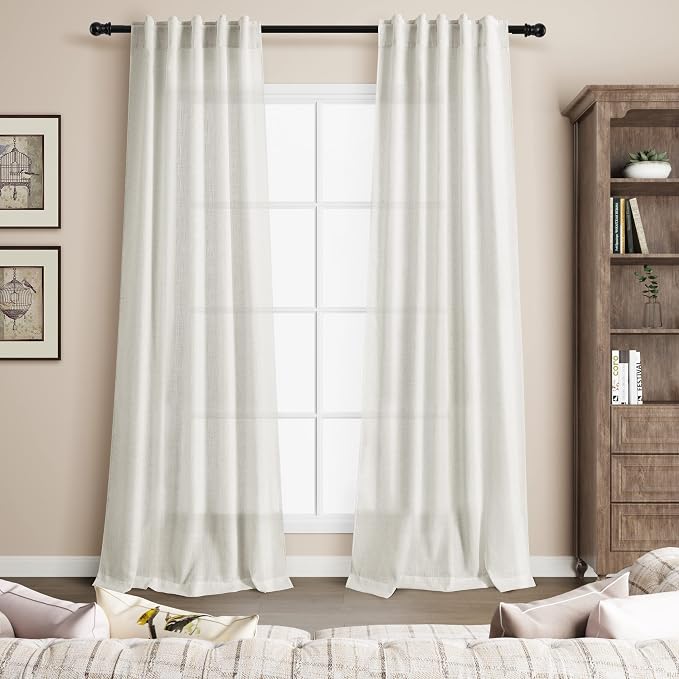 Cream Linen Curtains 84 inches Long - Image 7