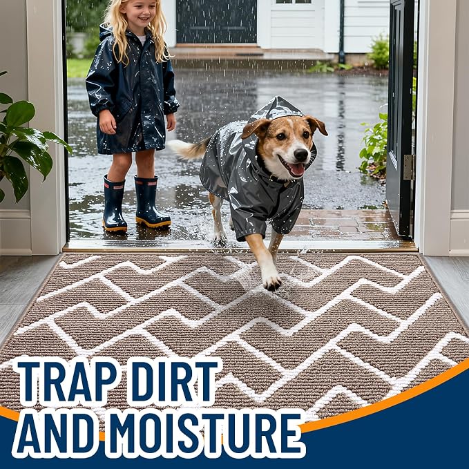 OLANLY Front Door Mat, Non-Slip Rubber Backing, Dirt Resistant and Absorbent - Image 2