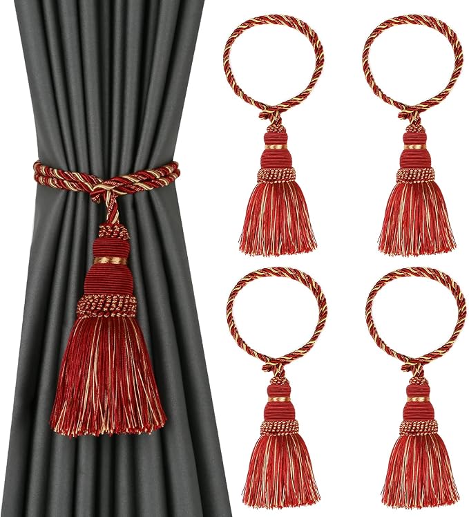 Fenghuangwu 4 Pack Curtain Tie Backs Rope Tassels by fenghuangwu