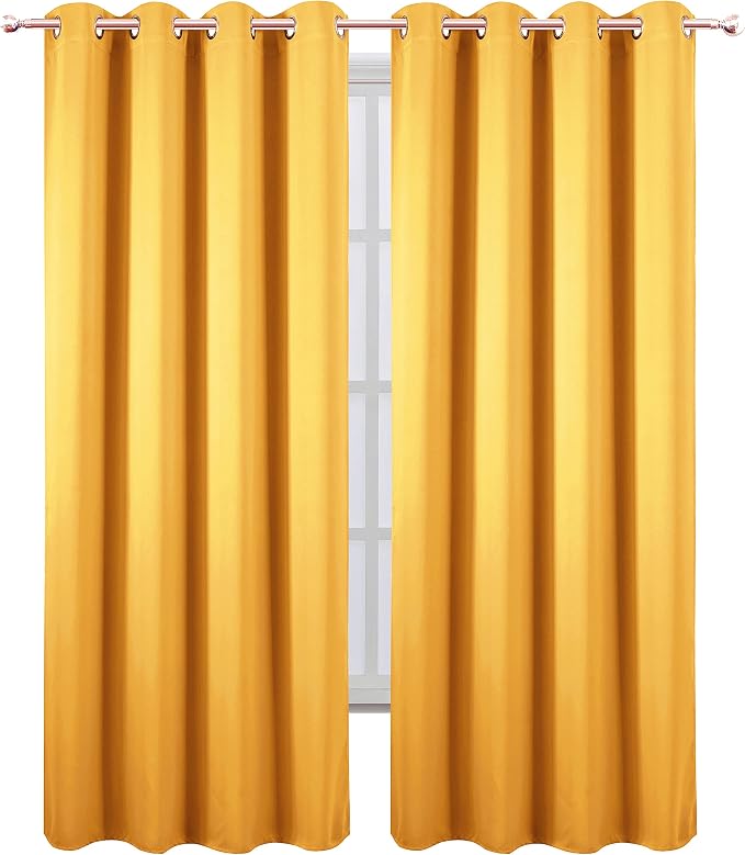 LEMOMO Yellow Blackout Curtains/52 x 108 Inch/Set of 2 Panels Thermal Insulated - Image 2