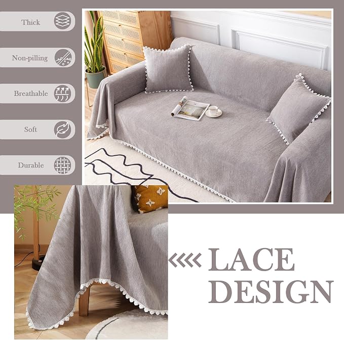 HANDONTIME Couch Cover for Dogs Grey Sectional Couch Covers for 2 Cushion Couch - Image 2