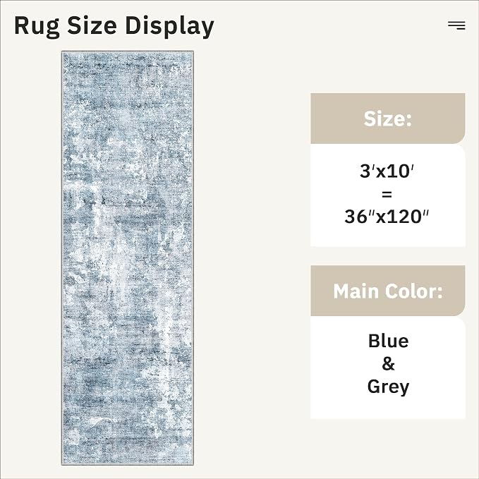 Runner Rug 3x10 Washable Non-Slip Hallway Runner Rugs - Image 5