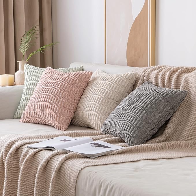 MIULEE Pack of 2 Corduroy Decorative Euro Sham Throw Pillow Covers 22x22 Inch - Image 4