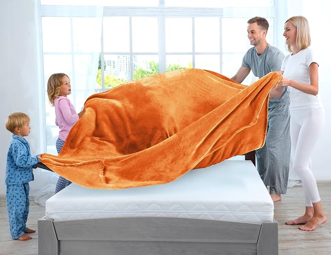 Utopia Bedding Soft Fleece Bed Blanket Twin Size Burnt Orange | Microfiber - Image 8
