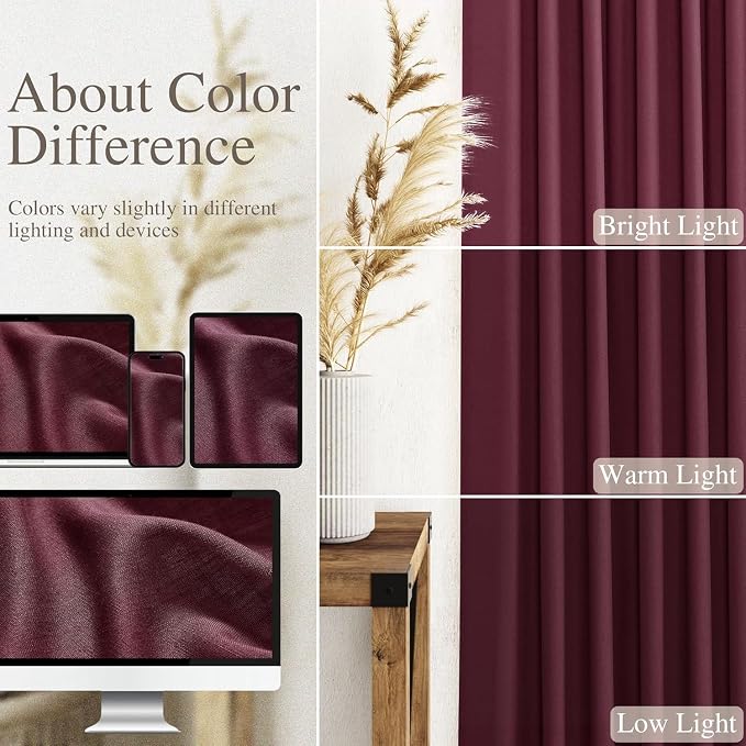 Nanspring Burgundy Linen Curtains - Image 3