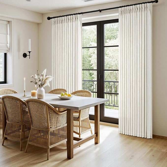 MIULEE Pinch Pleated Thick Linen Curtains 102 Inches Long 2 Panels - Image 3