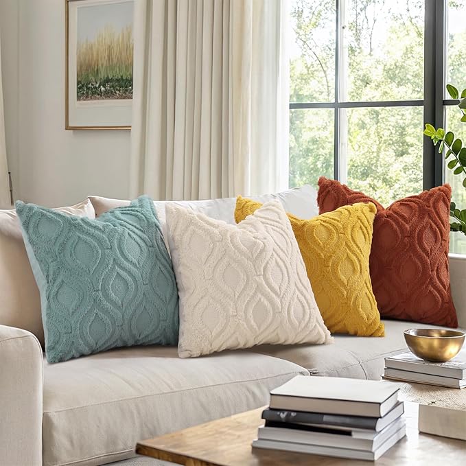 decorUhome Summer Throw Pillow Covers 18x18 Inch Set of 2, Soft Plush Faux Wool - Image 3