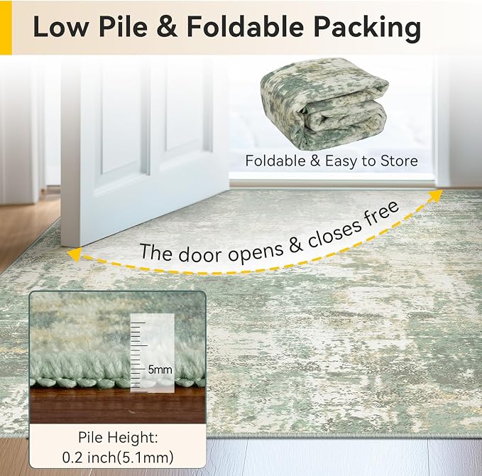 Washable Area Rugs 5'x8' Non-Slip Modern Abstract Soft - Image 8