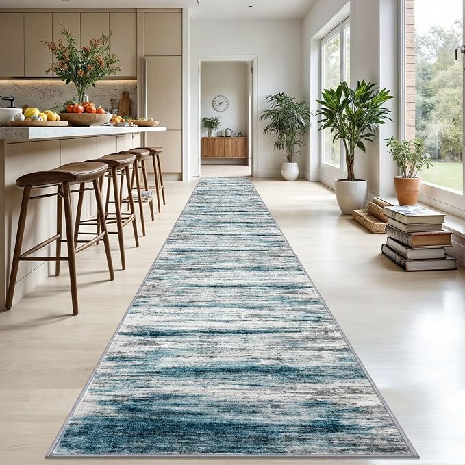 KOZYFLY Modern Abstract Hallway Runner Rug, 2.6x20 Washable Rug Runner Non-Slip - Image 3