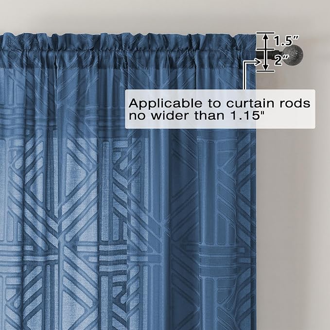 Simplebrand Dusty Blue Sheer Curtains 72 Inch Length 2 Panels - Image 4